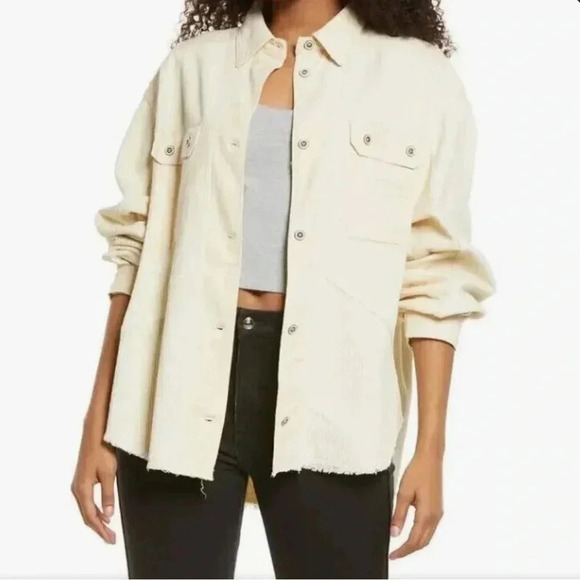 Thread & Supply Corduroy Shacket Cream Size S - Picture 1 of 6